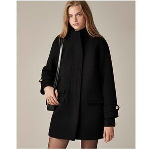 NWT J. Crew Toscana Coat in Italian Stadium-Cloth Wool Blend Black Sz 14